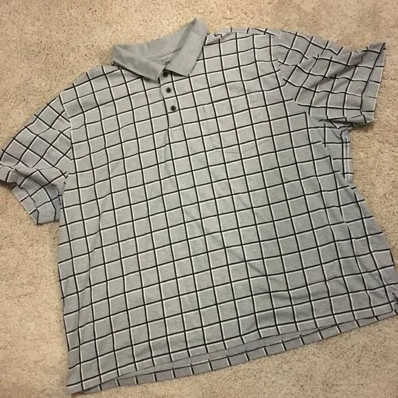 George Computer Geek Graph Paper Print Shirt - Grid Pattern Short Sleeve Polo - Picture 10 of 13